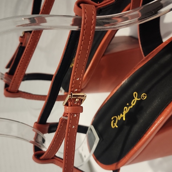 NEW! Strappy Block Heels - Open Almond Toe - Picture 4 of 7